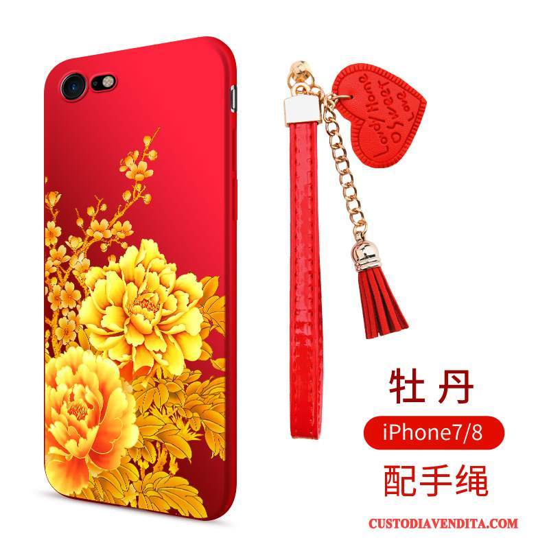 Custodia iPhone 8 Silicone Macchiatitelefono, Cover iPhone 8 Morbido Rosso