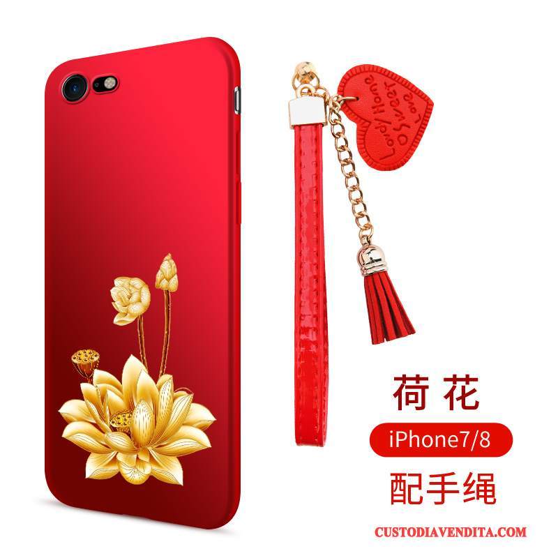 Custodia iPhone 8 Silicone Macchiatitelefono, Cover iPhone 8 Morbido Rosso