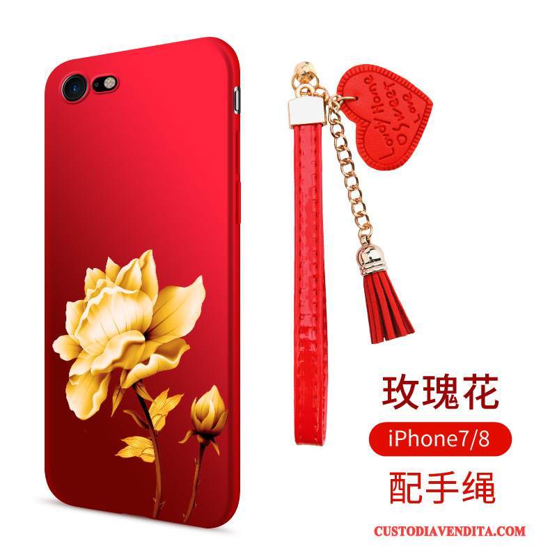 Custodia iPhone 8 Silicone Macchiatitelefono, Cover iPhone 8 Morbido Rosso