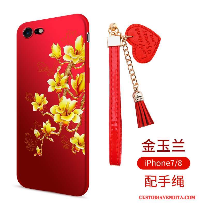 Custodia iPhone 8 Silicone Macchiatitelefono, Cover iPhone 8 Morbido Rosso