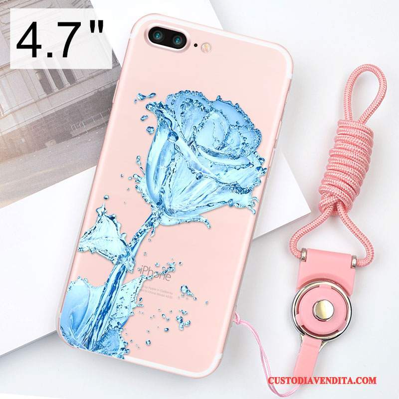 Custodia iPhone 8 Silicone Ornamenti Appesi Anti-caduta, Cover iPhone 8 Rosa Morbido