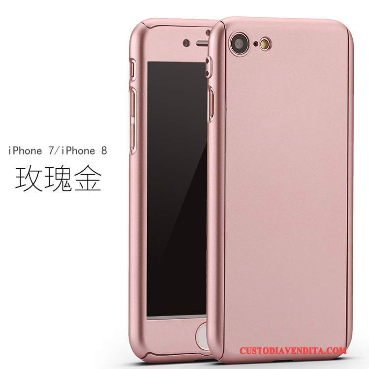 Custodia iPhone 8 Silicone Rosso Rosa, Cover iPhone 8 Tutto Incluso Anti-caduta