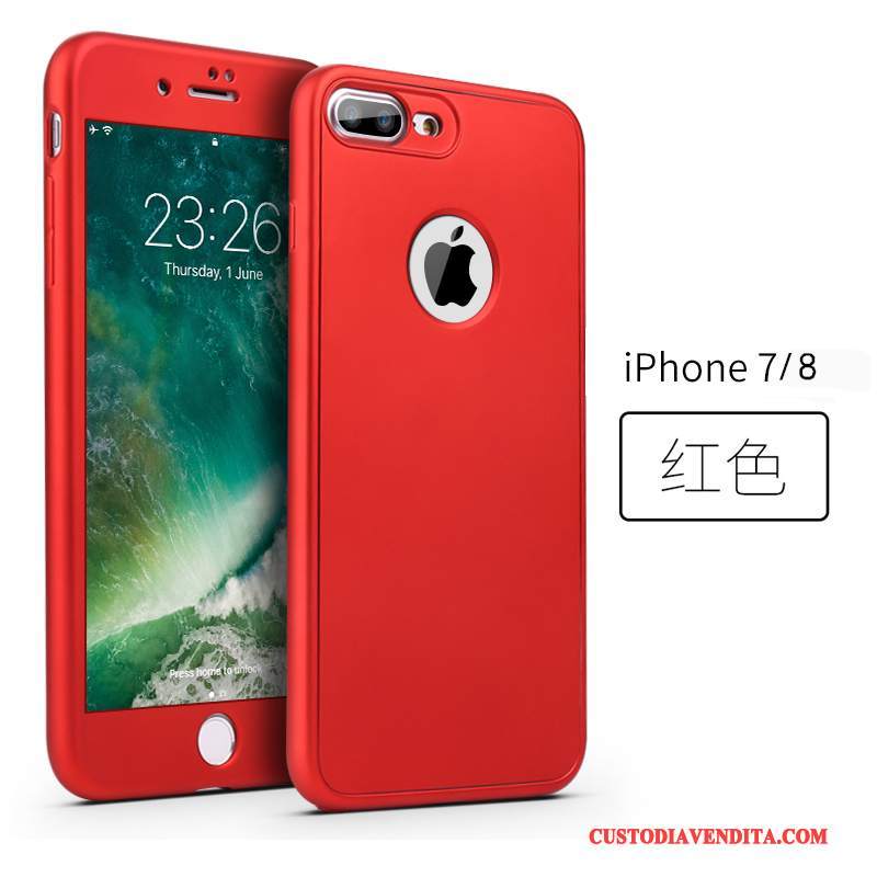 Custodia iPhone 8 Silicone Rosso Rosa, Cover iPhone 8 Tutto Incluso Anti-caduta