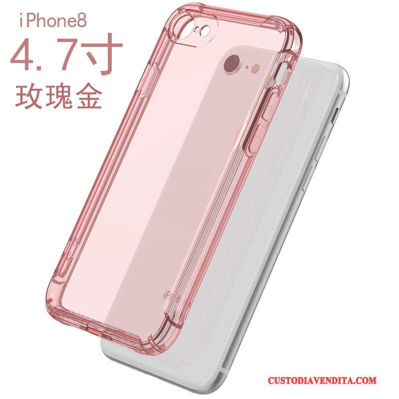 Custodia iPhone 8 Silicone Trasparente Bianco, Cover iPhone 8 Anti-caduta Morbido