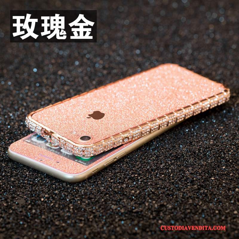 Custodia iPhone 8 Strass Con Strass Telaio, Cover iPhone 8 Protezione Anti-caduta Rosa