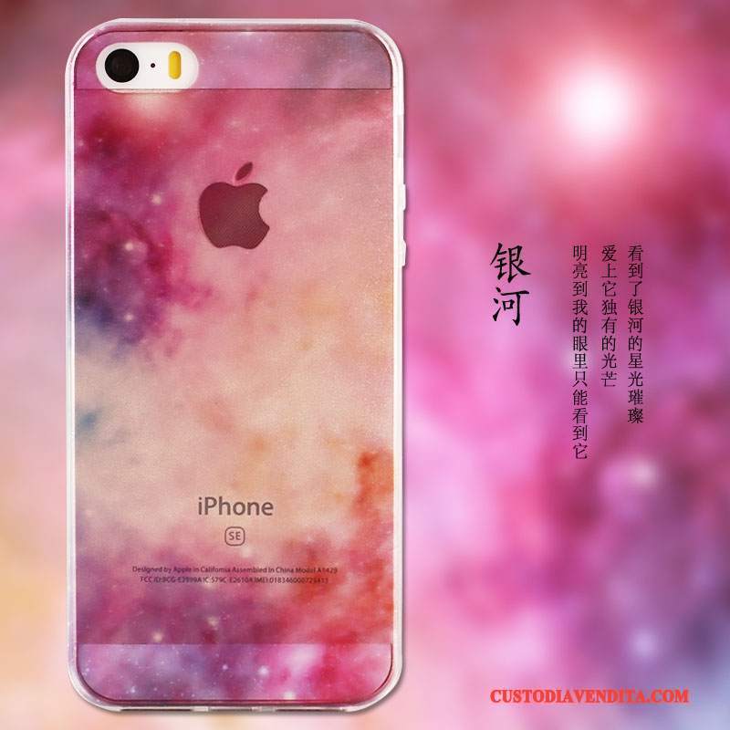 Custodia iPhone Se Cartone Animato Rosa Anti-caduta, Cover iPhone Se Colore Sottile