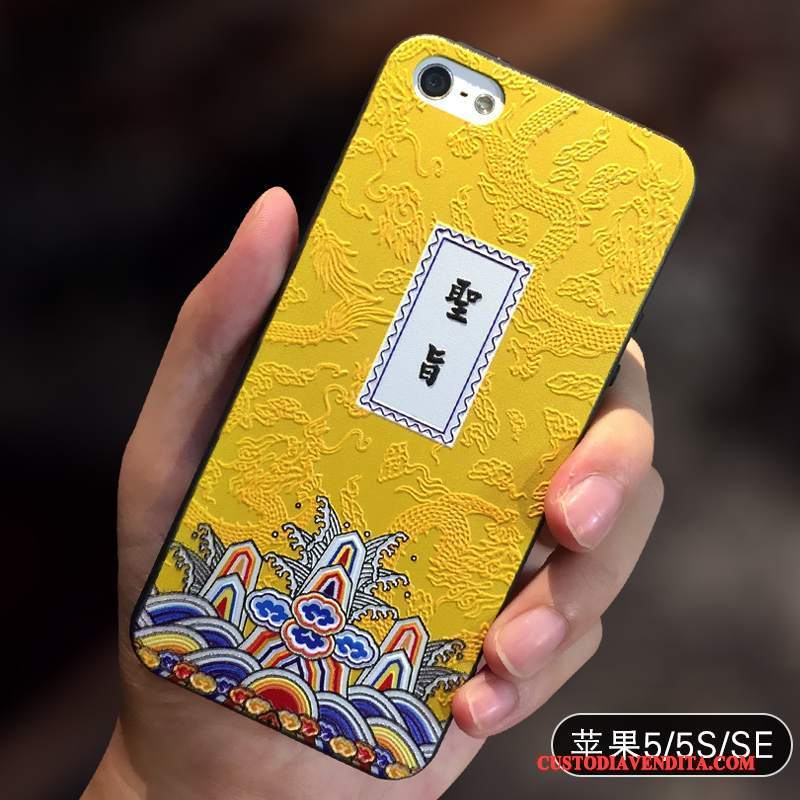 Custodia iPhone Se Creativo Giallo Anti-caduta, Cover iPhone Se Silicone Telefono Tutto Incluso