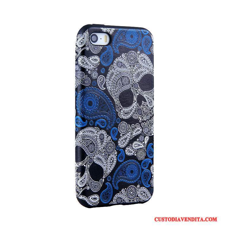 Custodia iPhone Se Goffratura Blu Chiarotelefono, Cover iPhone Se Cartone Animato Tendenza Morbido