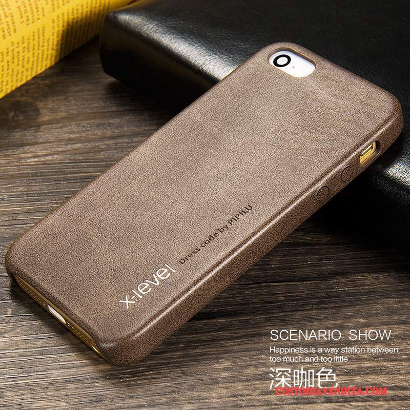 Custodia iPhone Se Pelle Telefono Sottile, Cover iPhone Se Protezione Tendenza Marrone