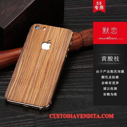 Custodia iPhone Se Protezione Telefono Telaio, Cover iPhone Se Colore Legno Metallo