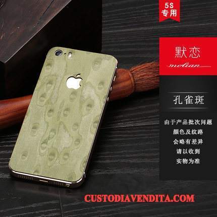 Custodia iPhone Se Protezione Telefono Telaio, Cover iPhone Se Colore Legno Metallo