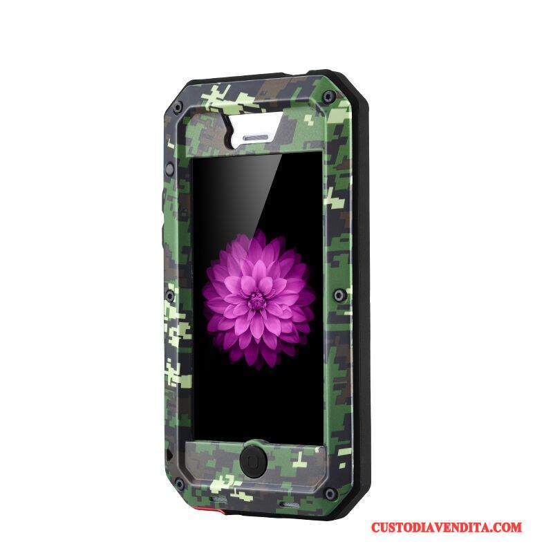 Custodia iPhone Se Silicone Metallo Verde, Cover iPhone Se Protezione Tutto Incluso Camuffamento