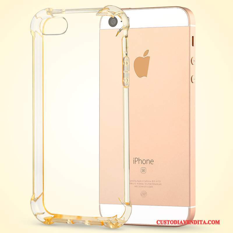 Custodia iPhone Se Silicone Morbido Tutto Incluso, Cover iPhone Se Telefono Oro