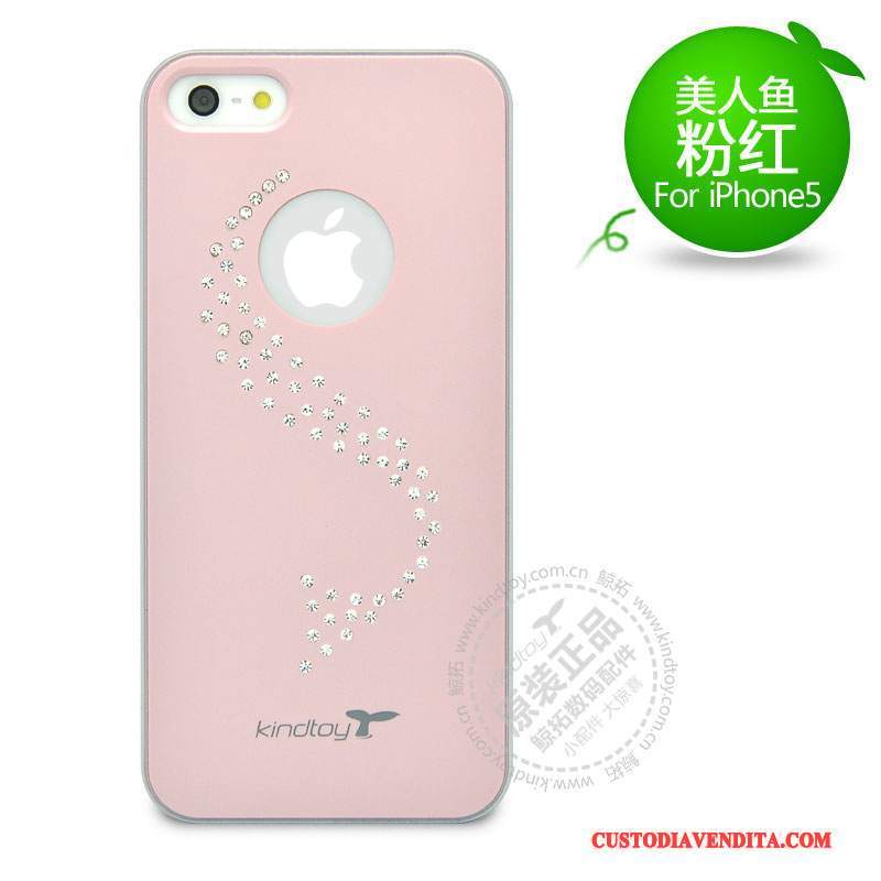 Custodia iPhone Se Strass Rosa Rosso, Cover iPhone Se Moda Telefono