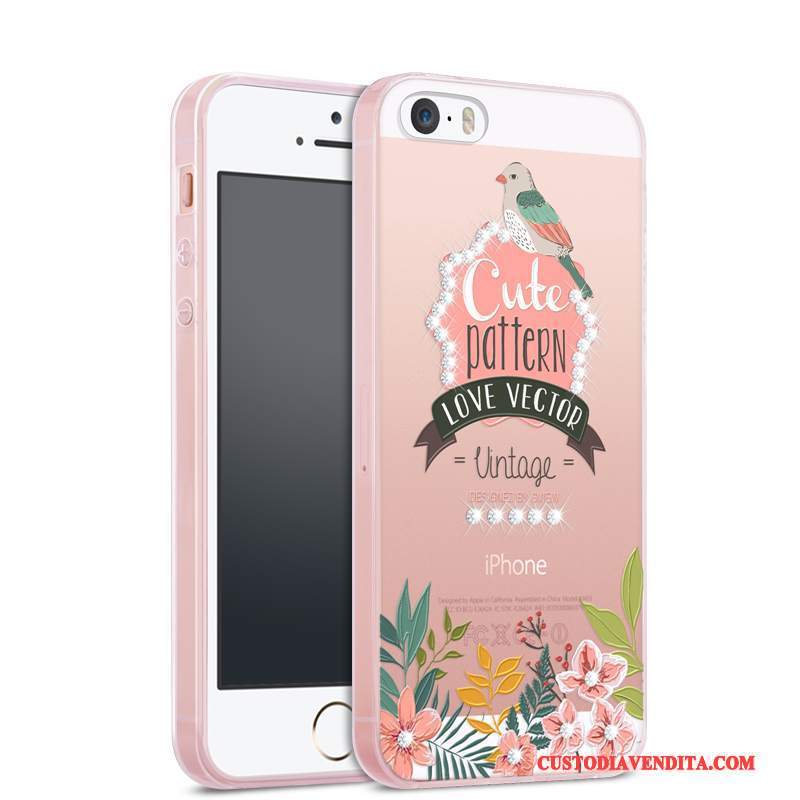 Custodia iPhone Se Strass Trasparente Tendenza, Cover iPhone Se Silicone Tutto Incluso Anti-caduta