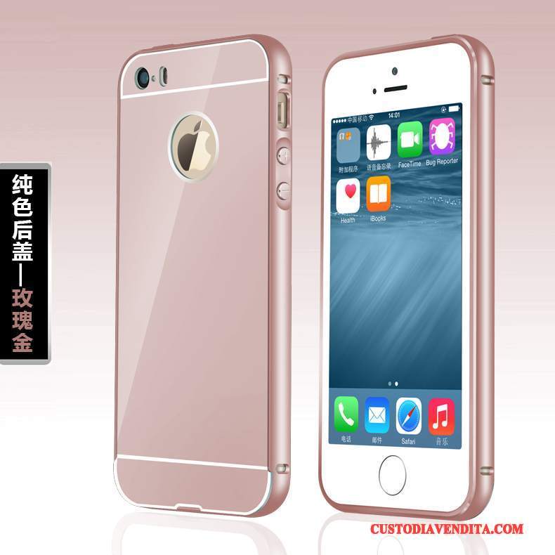 Custodia iPhone Se Telefono Rosa, Cover iPhone Se Metallo Telaio