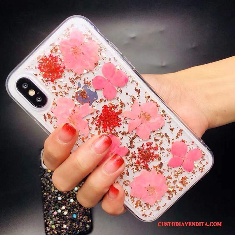 Custodia iPhone X Colore Rosa Lusso, Cover iPhone X Silicone Telefono Anti-caduta