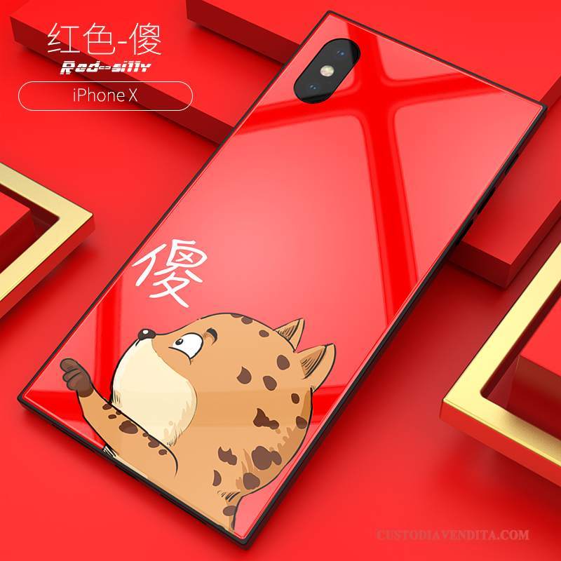 Custodia iPhone X Creativo Grande Rosso, Cover iPhone X Tendenza Tutto Incluso