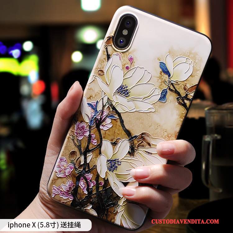 Custodia iPhone X Creativo Ornamenti Appesi Tutto Incluso, Cover iPhone X Silicone Anti-cadutatelefono