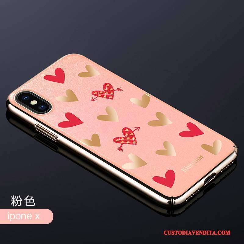 Custodia iPhone X Creativo Oro Lusso, Cover iPhone X Strass Anti-caduta Rosa