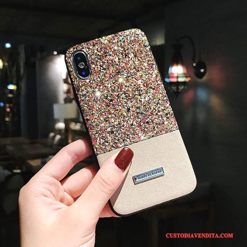 Custodia iPhone X Creativo Telefono Anti-caduta, Cover iPhone X Strass Colori Misti Rosa