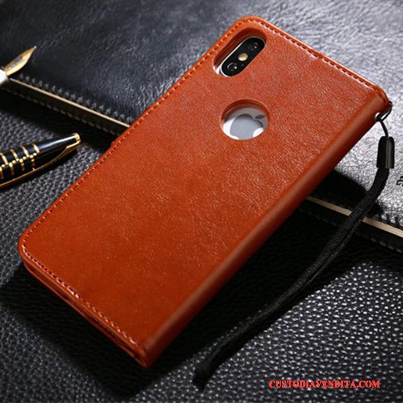 Custodia iPhone X Folio Morbido Anti-caduta, Cover iPhone X Pelle Affari