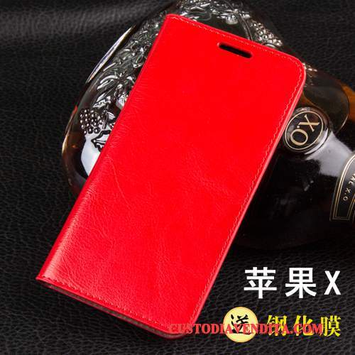 Custodia iPhone X Folio Tendenzatelefono, Cover iPhone X Pelle Anti-caduta