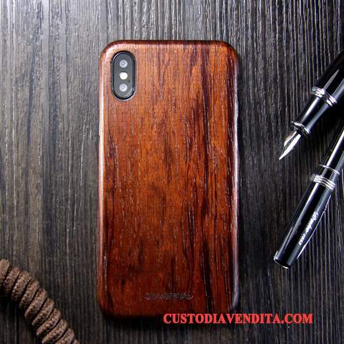 Custodia iPhone X Legno Massello Anti-caduta Cachi, Cover iPhone X Protezione Legno Marchio Di Tendenza