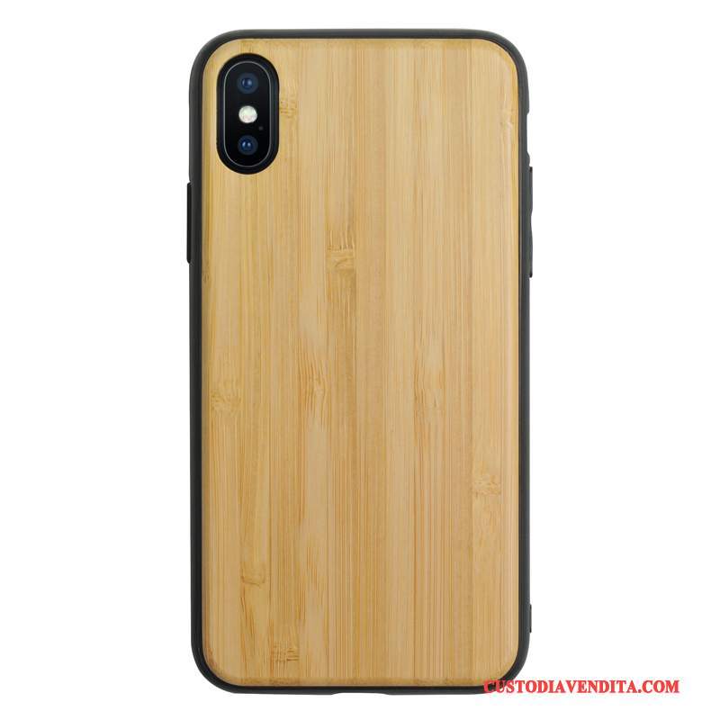 Custodia iPhone X Legno Massello Pu Legno, Cover iPhone X Protezione Telefono Tutto Incluso