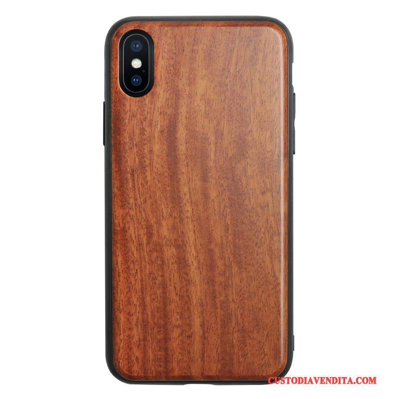 Custodia iPhone X Legno Massello Pu Legno, Cover iPhone X Protezione Telefono Tutto Incluso