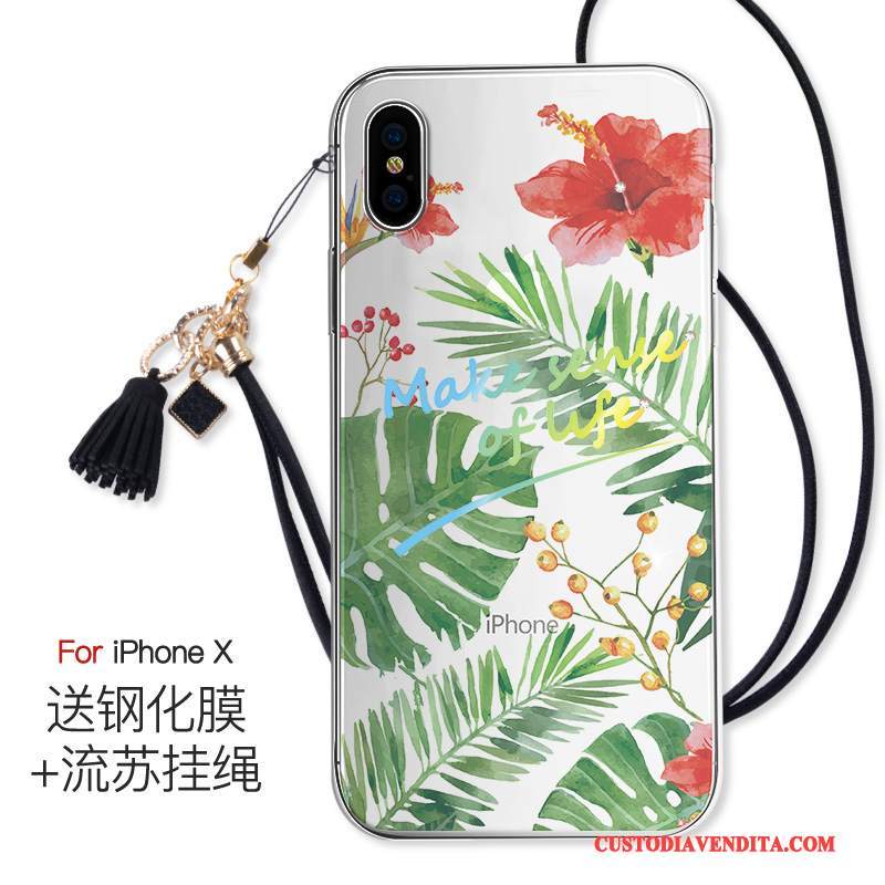 Custodia iPhone X Nuovo Ornamenti Appesi, Cover iPhone X Tutto Incluso Trasparente