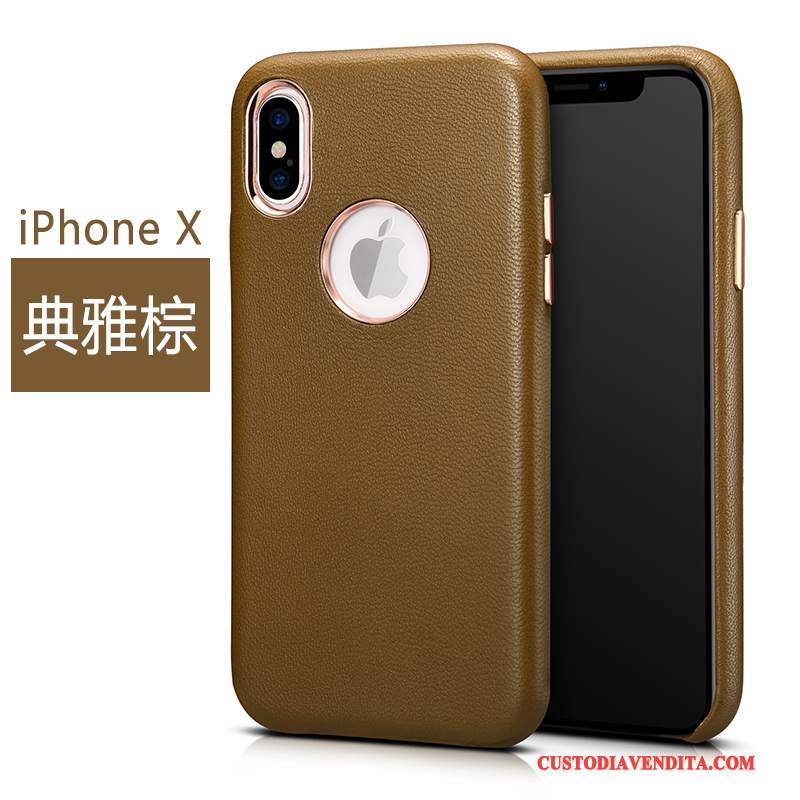 Custodia iPhone X Pelle Anti-caduta Affari, Cover iPhone X Protezione Chiarotelefono