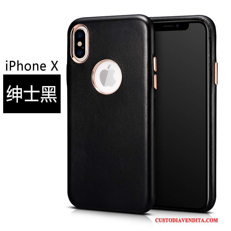 Custodia iPhone X Pelle Anti-caduta Affari, Cover iPhone X Protezione Chiarotelefono