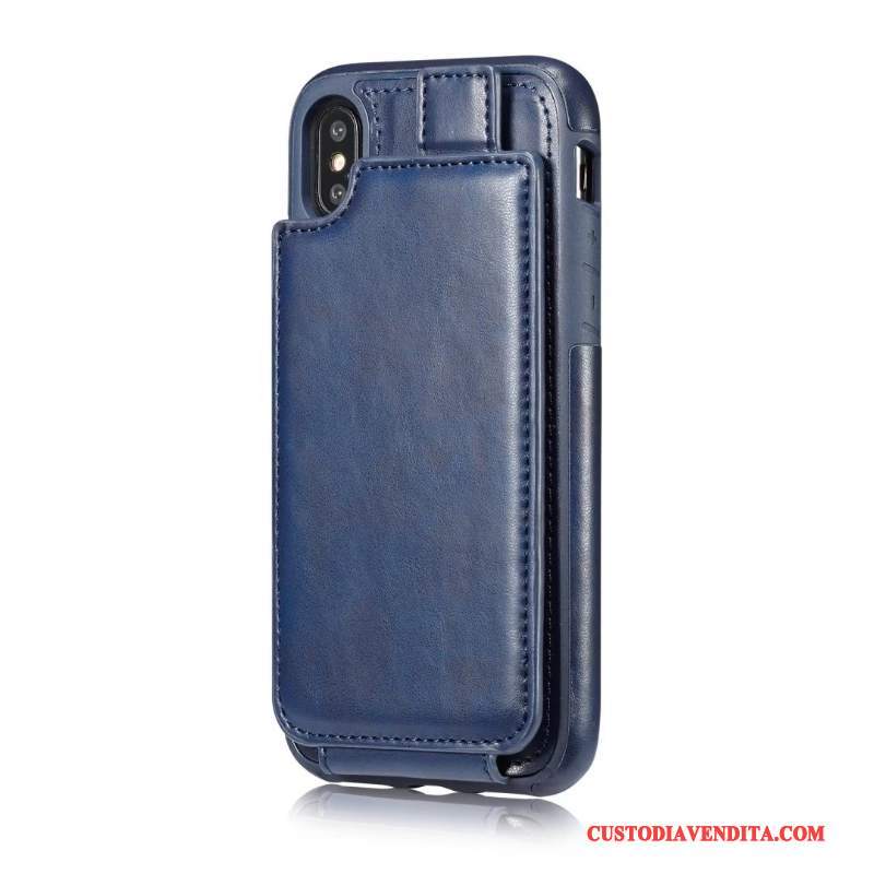 Custodia iPhone X Pelle Cartatelefono, Cover iPhone X Portafoglio Cachi Anti-caduta