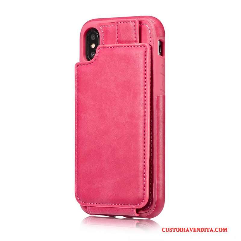 Custodia iPhone X Pelle Cartatelefono, Cover iPhone X Portafoglio Cachi Anti-caduta