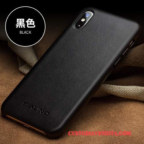 Custodia iPhone X Pelle Coperchio Posterioretelefono, Cover iPhone X Colore Semplici Affari