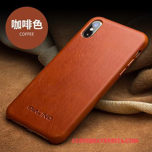 Custodia iPhone X Pelle Coperchio Posterioretelefono, Cover iPhone X Colore Semplici Affari