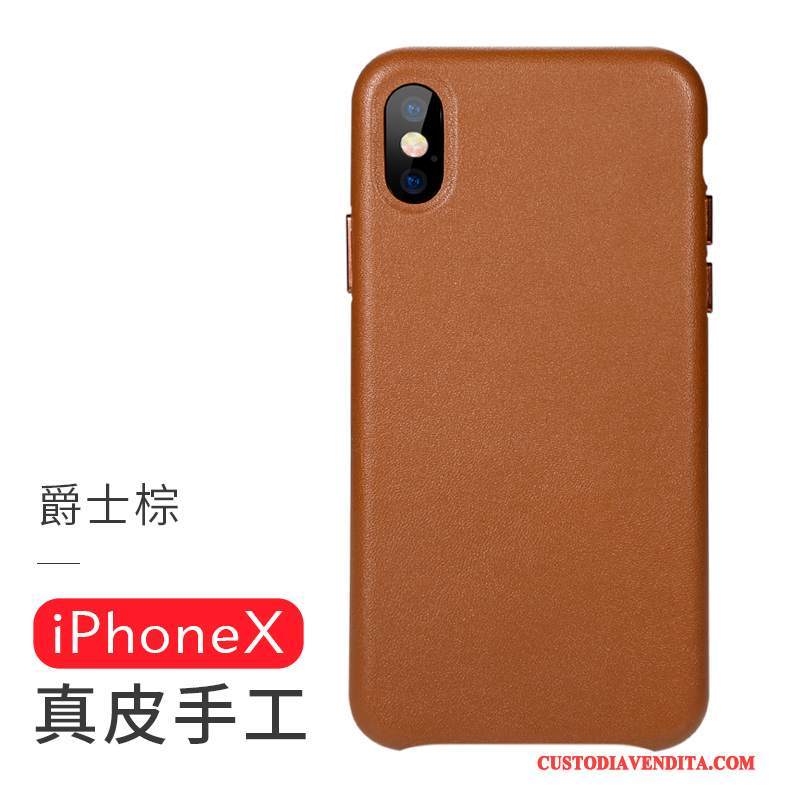 Custodia iPhone X Pelle Manualetelefono, Cover iPhone X Protezione Rosso Anti-caduta