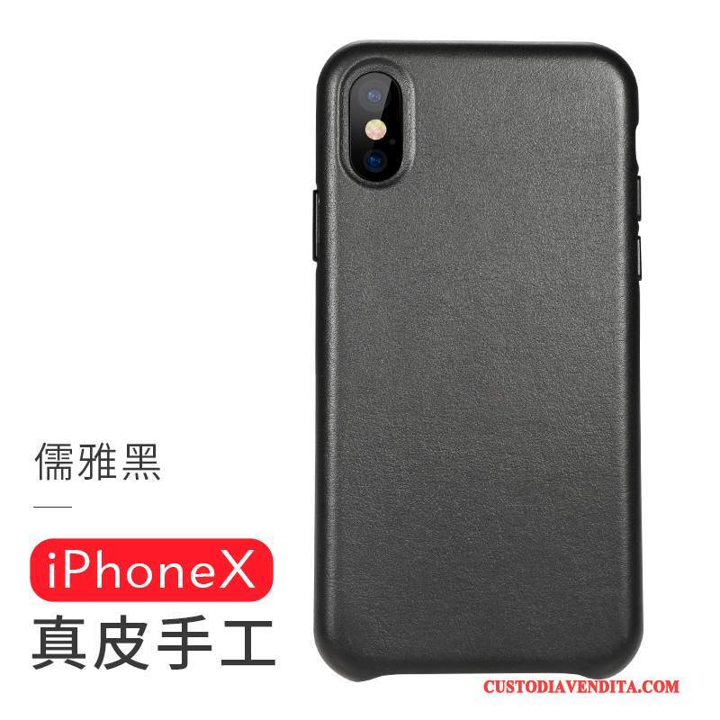 Custodia iPhone X Pelle Manualetelefono, Cover iPhone X Protezione Rosso Anti-caduta