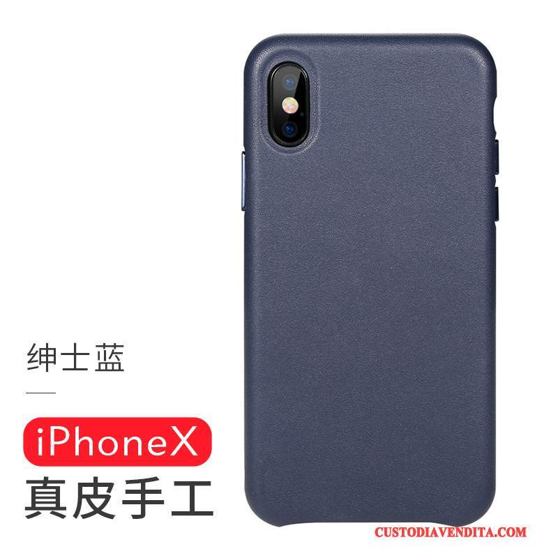 Custodia iPhone X Pelle Manualetelefono, Cover iPhone X Protezione Rosso Anti-caduta