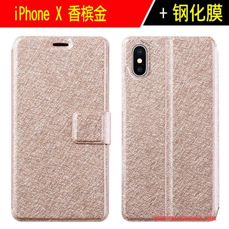 Custodia iPhone X Pelle Nuovo Pellicola Protettiva, Cover iPhone X Protezione Tempra Anti-caduta