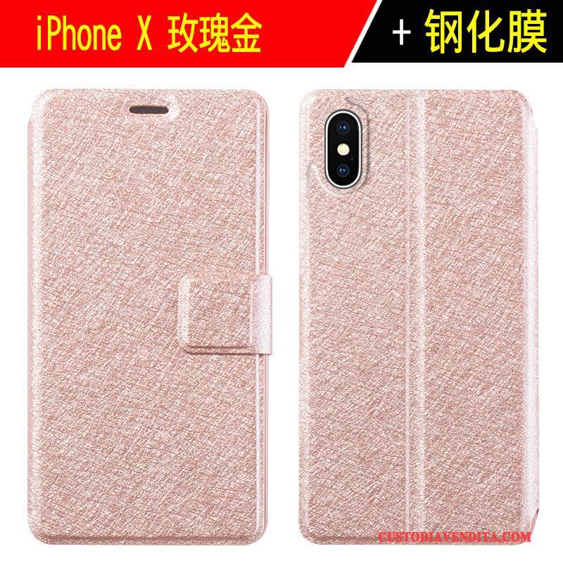 Custodia iPhone X Pelle Nuovo Pellicola Protettiva, Cover iPhone X Protezione Tempra Anti-caduta