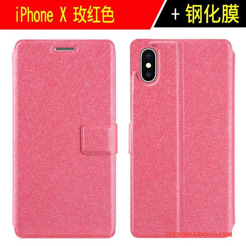 Custodia iPhone X Pelle Nuovo Pellicola Protettiva, Cover iPhone X Protezione Tempra Anti-caduta