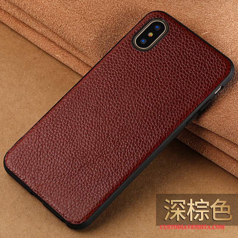 Custodia iPhone X Pelle Rosso Nuovo, Cover iPhone X Creativo Anti-caduta Di Personalità