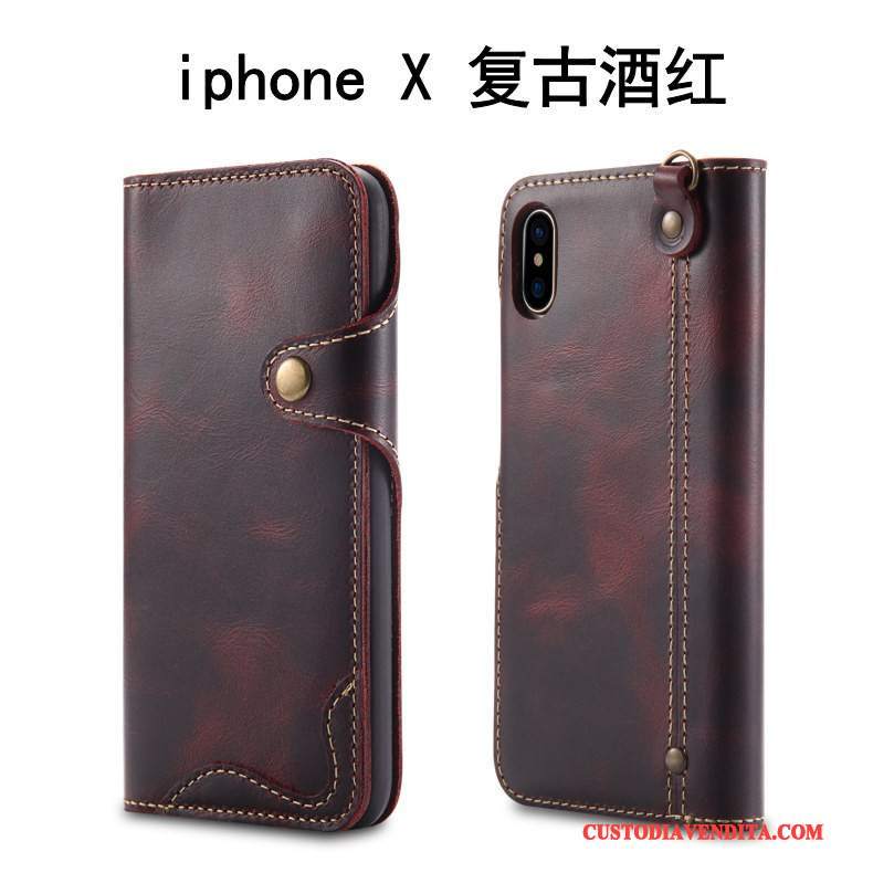 Custodia iPhone X Pelle Telefono Mucca, Cover iPhone X Protezione Anti-caduta Morbido