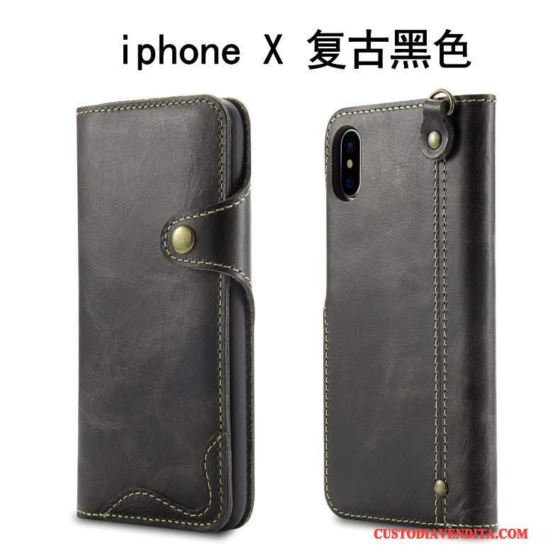 Custodia iPhone X Pelle Telefono Mucca, Cover iPhone X Protezione Anti-caduta Morbido