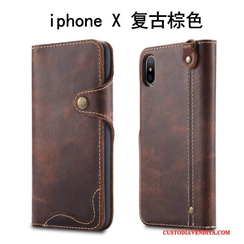 Custodia iPhone X Pelle Telefono Mucca, Cover iPhone X Protezione Anti-caduta Morbido