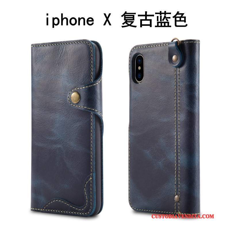 Custodia iPhone X Pelle Telefono Mucca, Cover iPhone X Protezione Anti-caduta Morbido