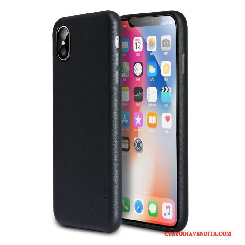 Custodia iPhone X Pelle Telefono Tendenza, Cover iPhone X Protezione Tutto Incluso Rosso