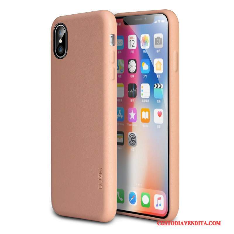 Custodia iPhone X Pelle Telefono Tendenza, Cover iPhone X Protezione Tutto Incluso Rosso